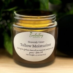 Heavenly Grace Tallow Moisturizer glass jar by Everlasting Organics Title: Heavenly Grace Tallow Moisturizer — Everlasting Organics
