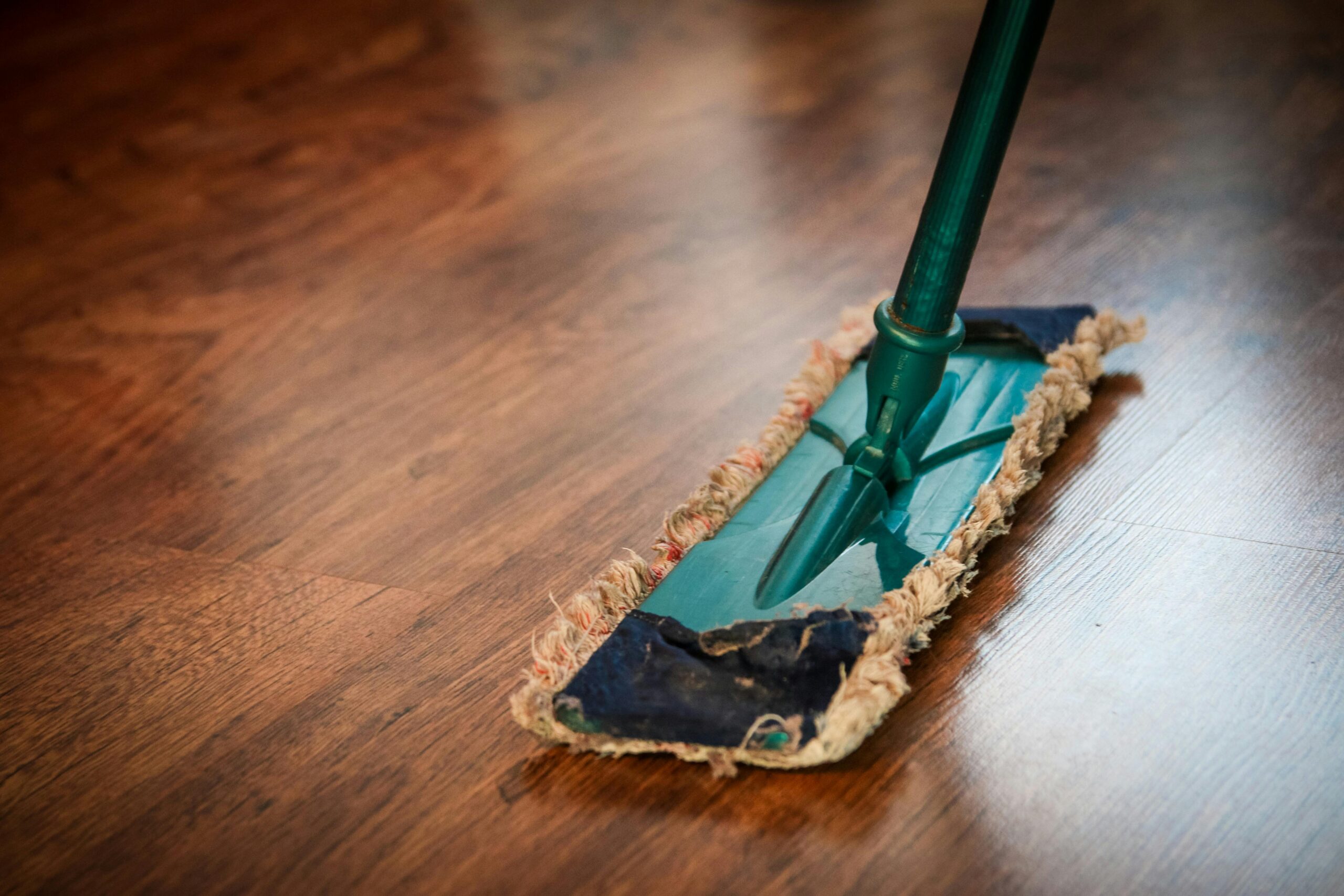 Natural fiber mop cleaning hardwood floors — Everlasting Organics Abiding Home deep clean