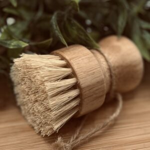 Abiding Home bamboo dish brush sisal bristles bamboo detail